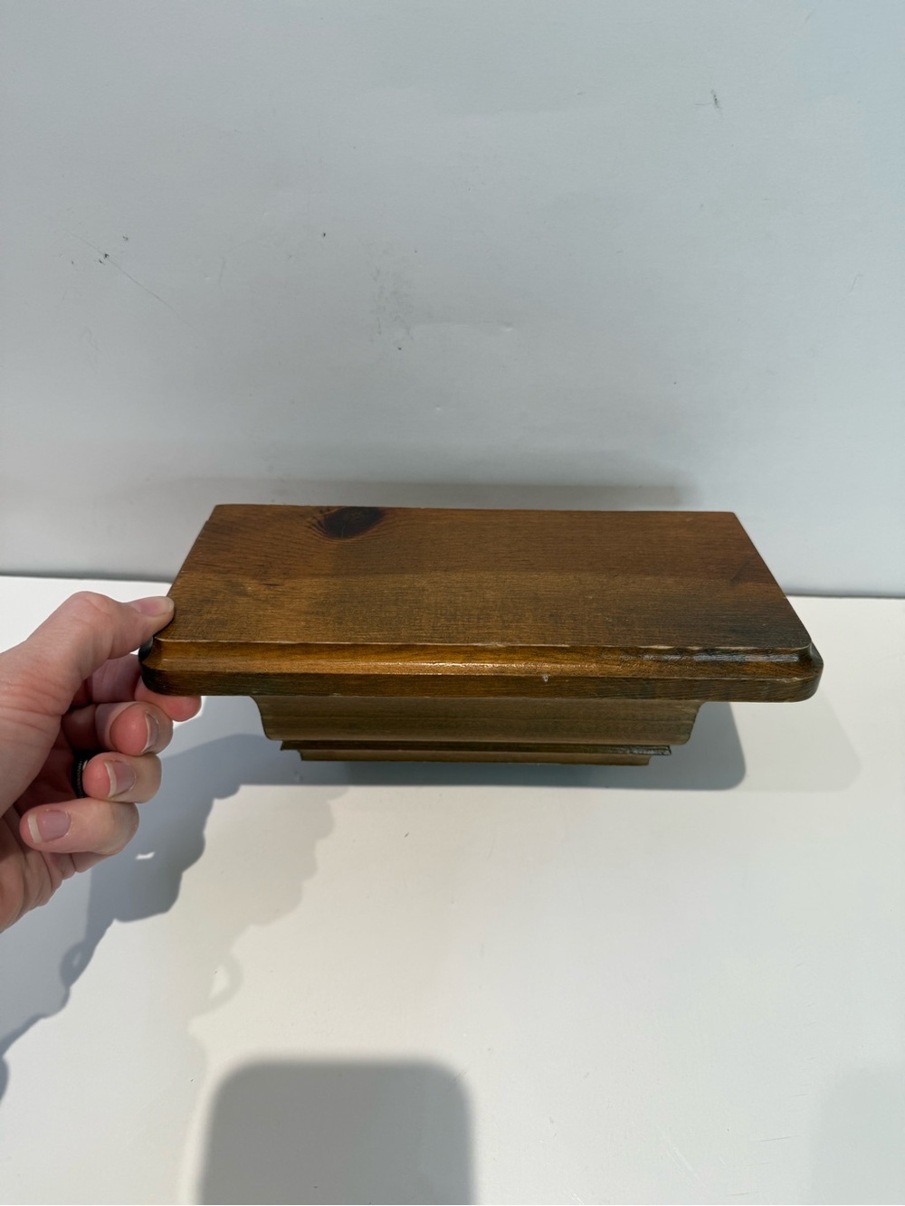 Brown Wooden Floating Wall Shelf
Dimensions - 9” x 4” x 4” - Picture 2 of 3